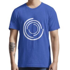 Bella + Canvas Blue T-Shirt White Graphic Crew Neck Short Sleeves Men's Size M